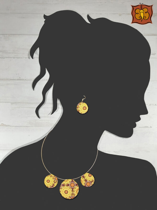 Conjunto collar y pendientes de tela - Imagen 3