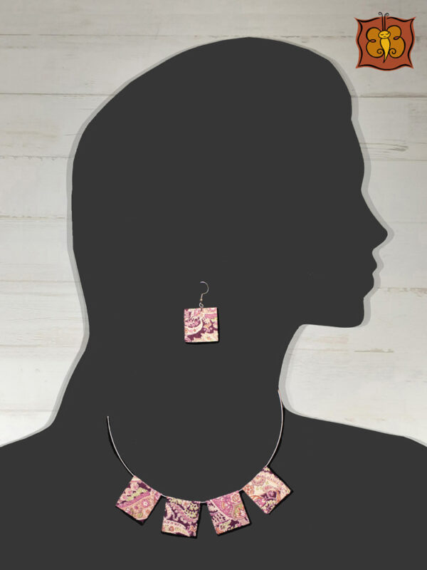 Conjunto collar y pendientes de tela - Imagen 5