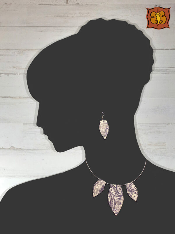 Conjunto collar y pendientes de tela - Imagen 6