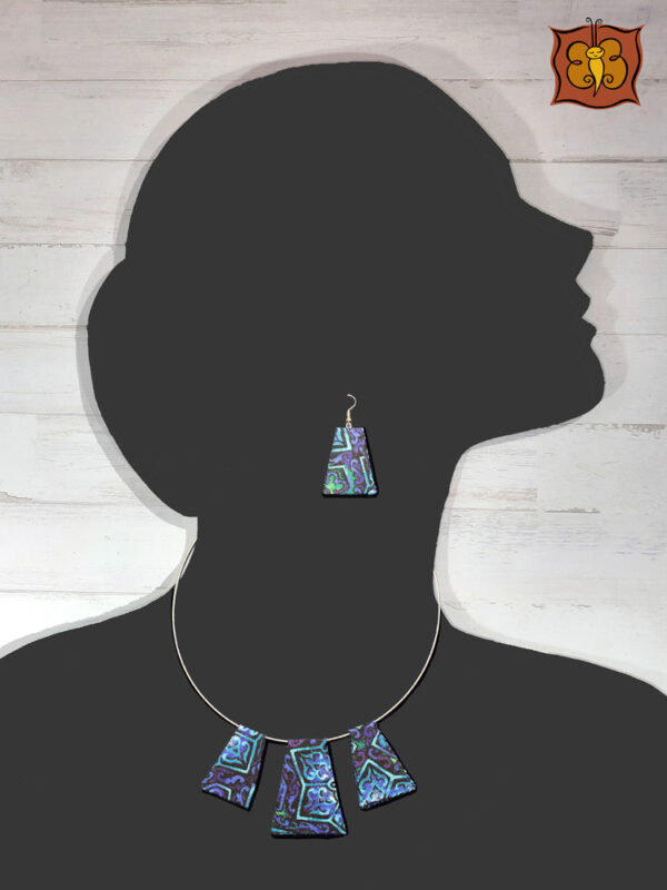 Conjunto collar y pendientes de tela - Imagen 7
