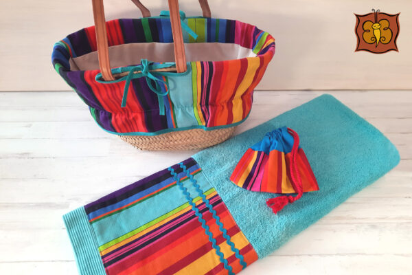 Conjunto toalla mediana + capazo mediano todo forrado + saquito de regalo - Imagen 4
