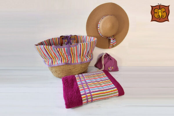 Conjunto toalla grande + capazo todo forrado + saquito de regalo - Imagen 2
