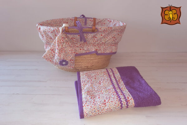 Conjunto toalla grande + capazo todo forrado + saquito de regalo - Imagen 4